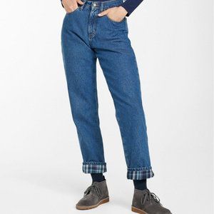 Women's Ultra-High Rise Tapered Leg Flannel-Lined Jeans